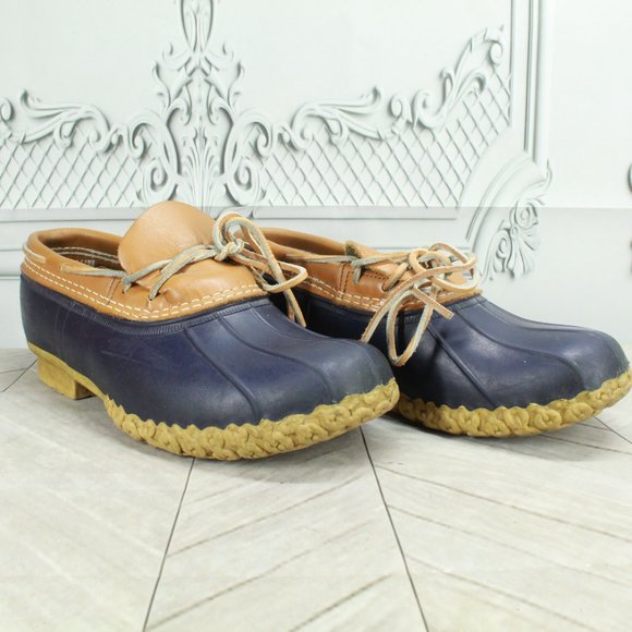 LL Bean Blue Rubber Gumshoes Moccasin Low Ankle Boots Size 9 Wide - Picture 3 of 10
